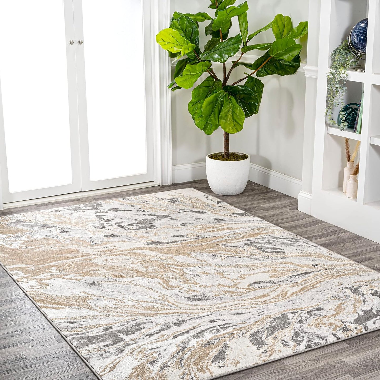 Alfombra sala dormitorio 3x5ft abstracta beige