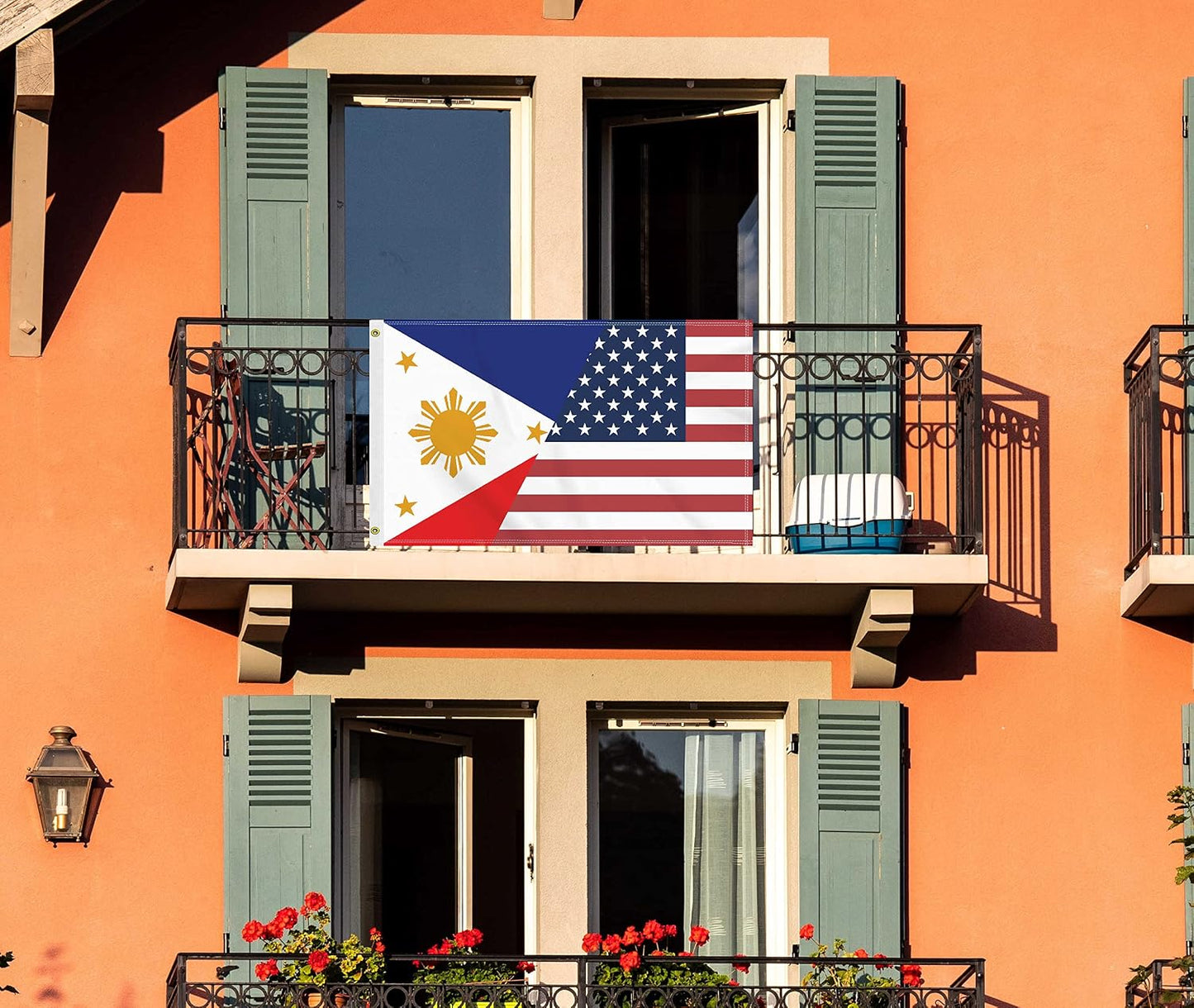 Bandera Filipina EE.UU. 3x5ft 150D para exteriores