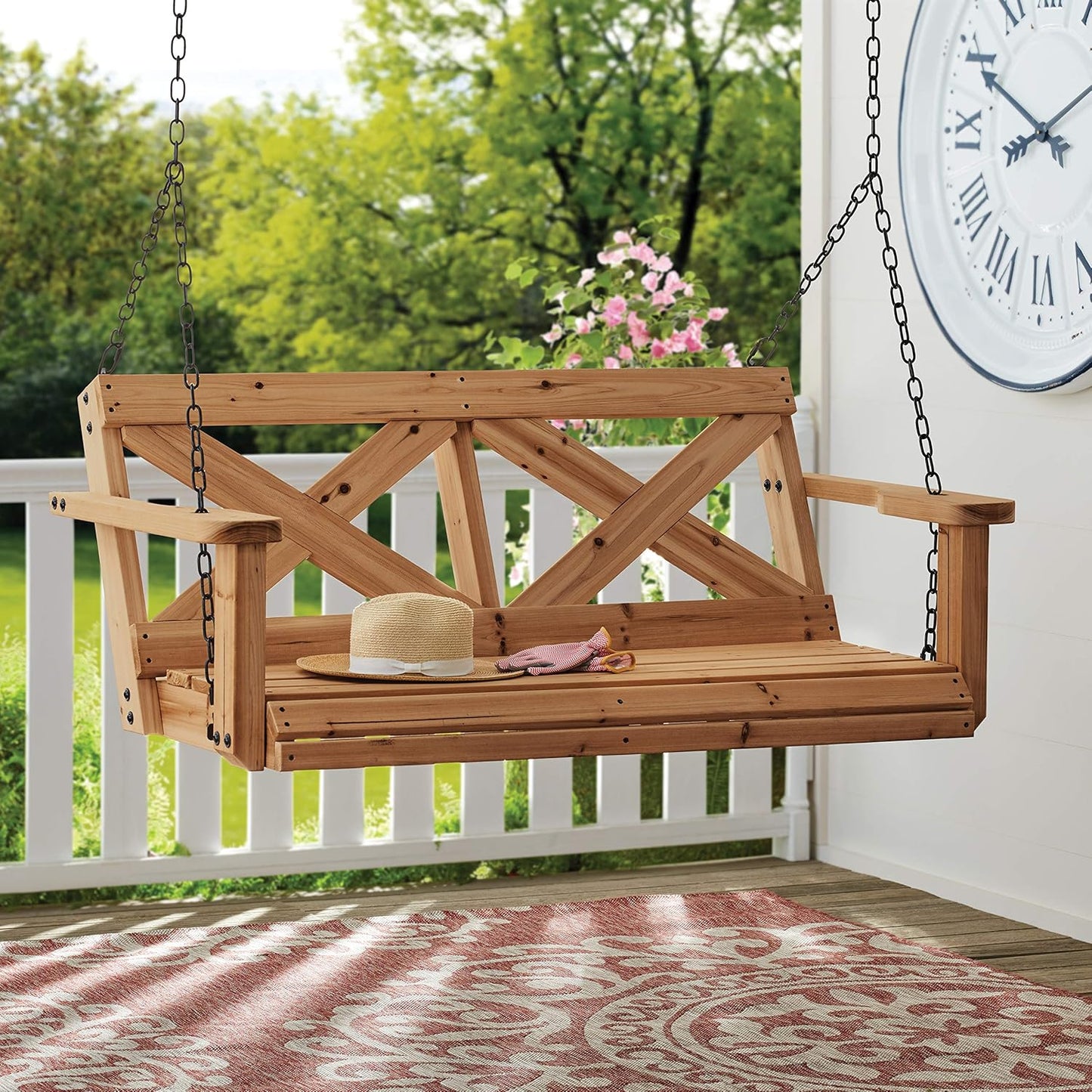 Columpio de madera cedro 55pulg estilo granja para 2