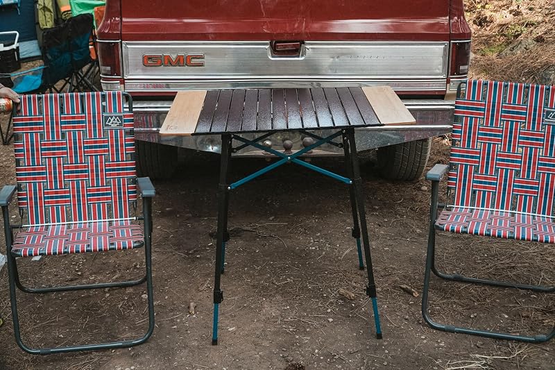 Mesa campamento bambú/aluminio enrollable plegable ajustable