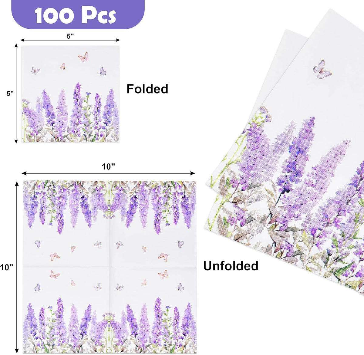 Servilletas de lavanda para fiestas y decoración de mesa