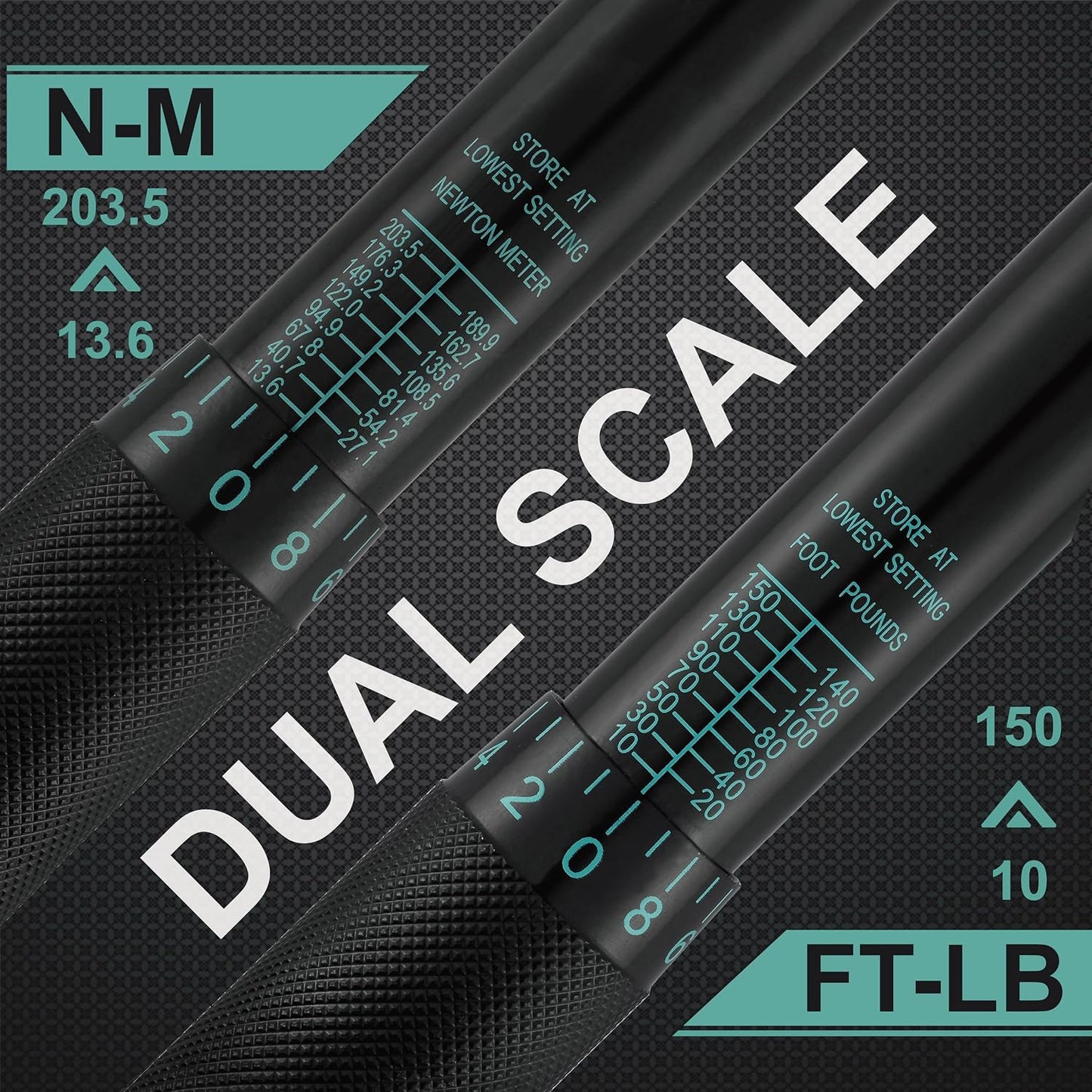 Llave dinamométrica 1/2 pulg 10-150 ft/lb negro