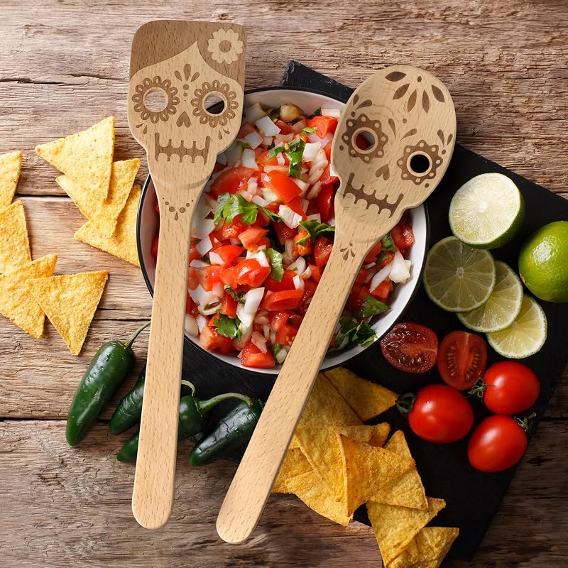 Set 2 cucharas madera Día de los Muertos