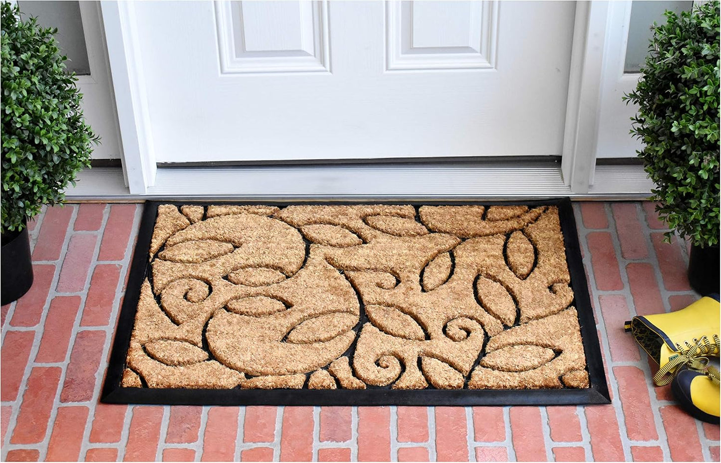 Felpudo hojas vid 24x36pulg natural/negro