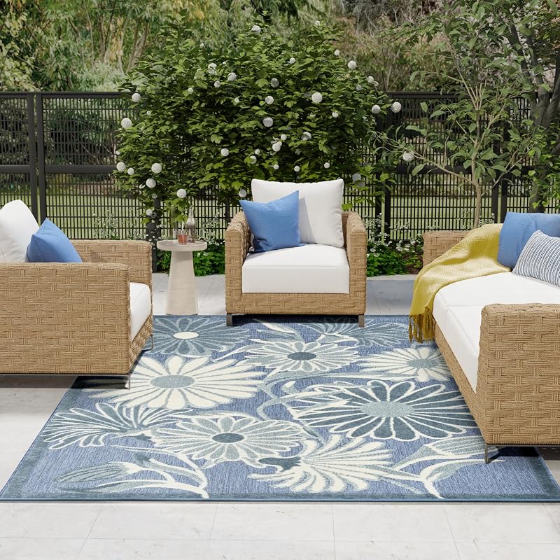 Alfombra azul 7x10pulg x 10x6pulg dormitorio sala