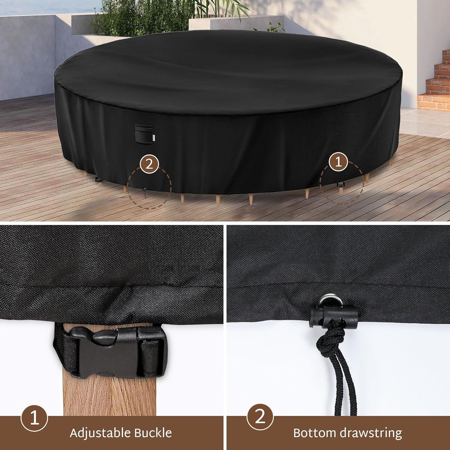 Funda redonda para muebles patio 120x34pulg impermeable