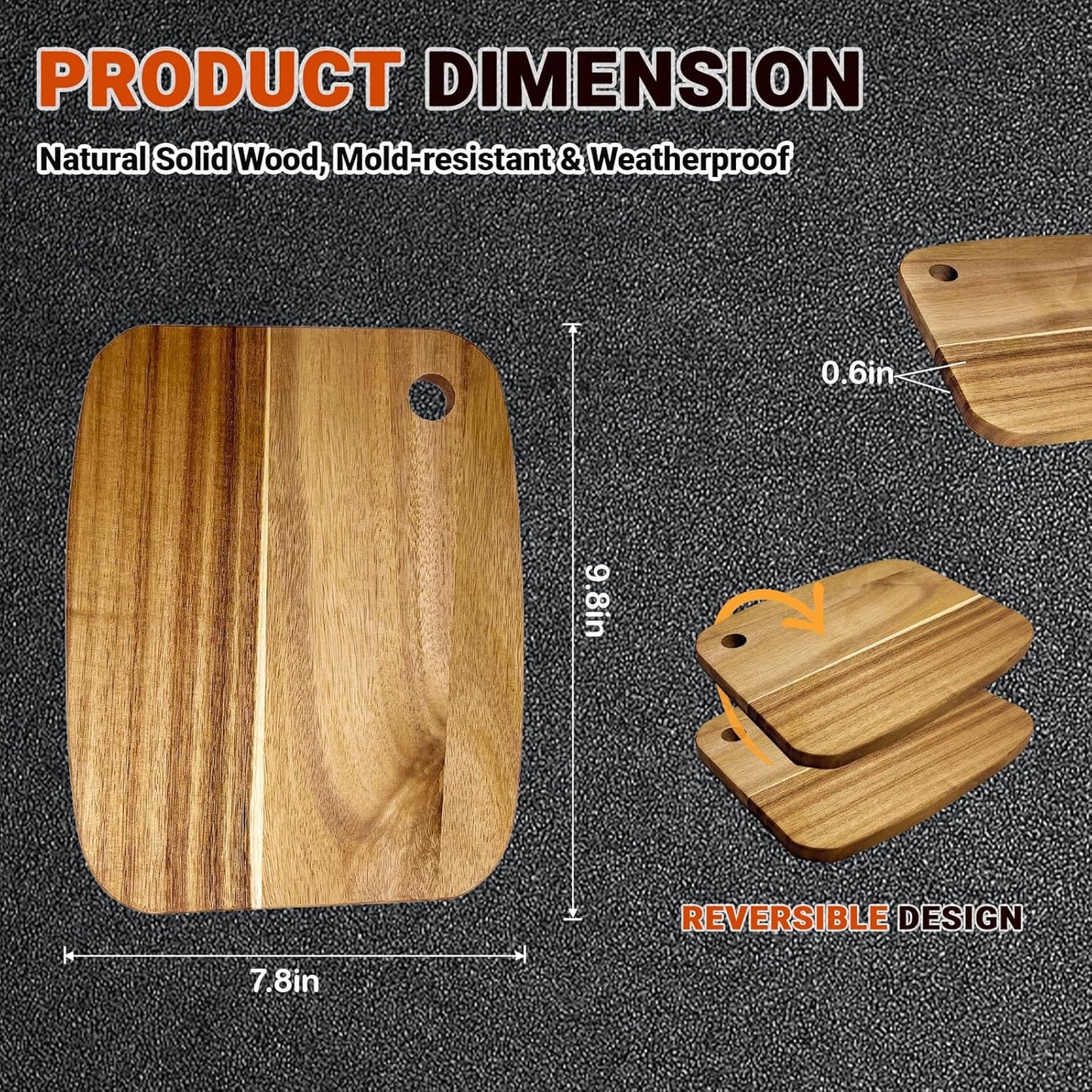 Tabla cortar acacia con agujero para colgar cocina