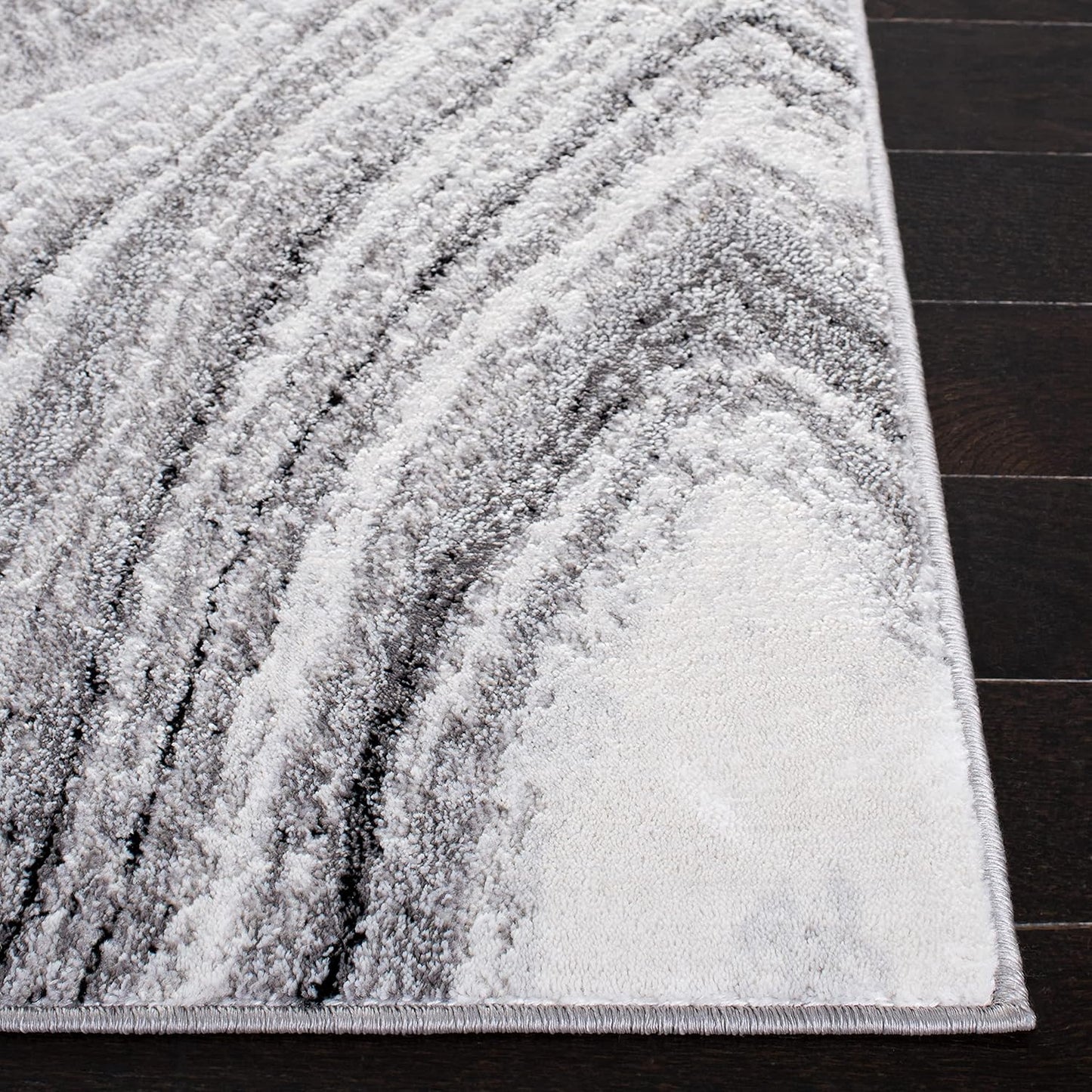 Alfombra 5x5ft x 7x7ft gris claro y marfil abstracto
