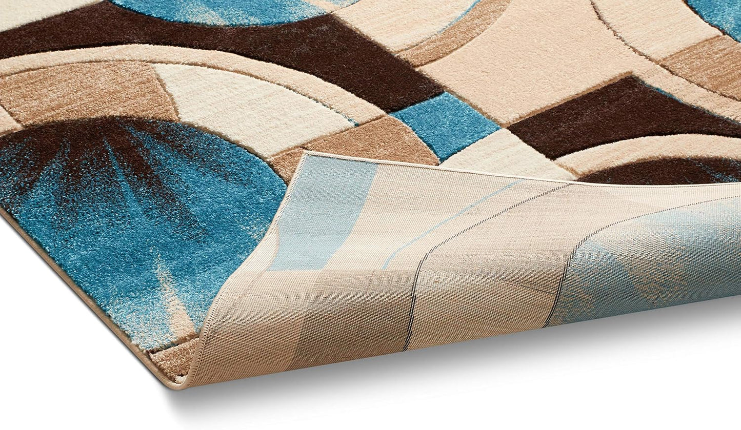 Tapete geométrico azul gris 2x3" diseño rayos sol
