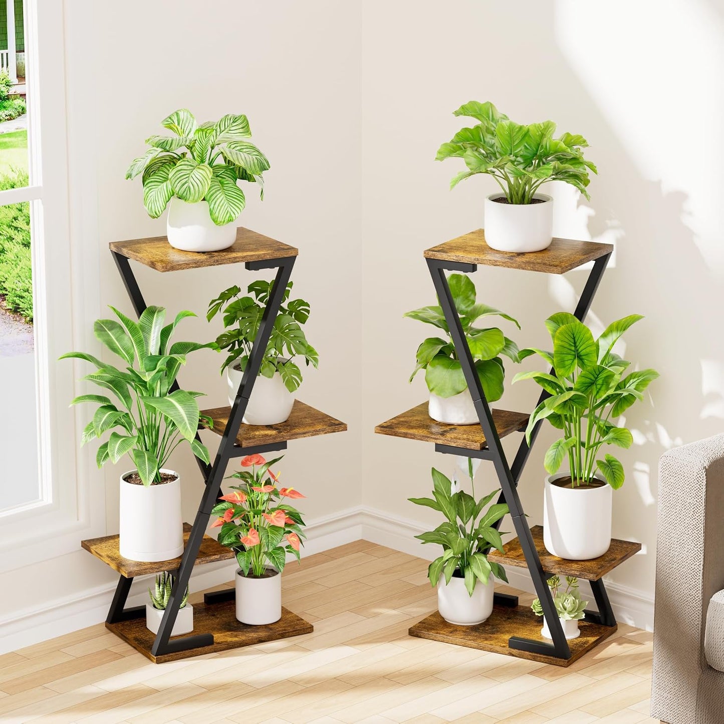 Soporte iluminado para plantas 32pulg 6 niveles sala