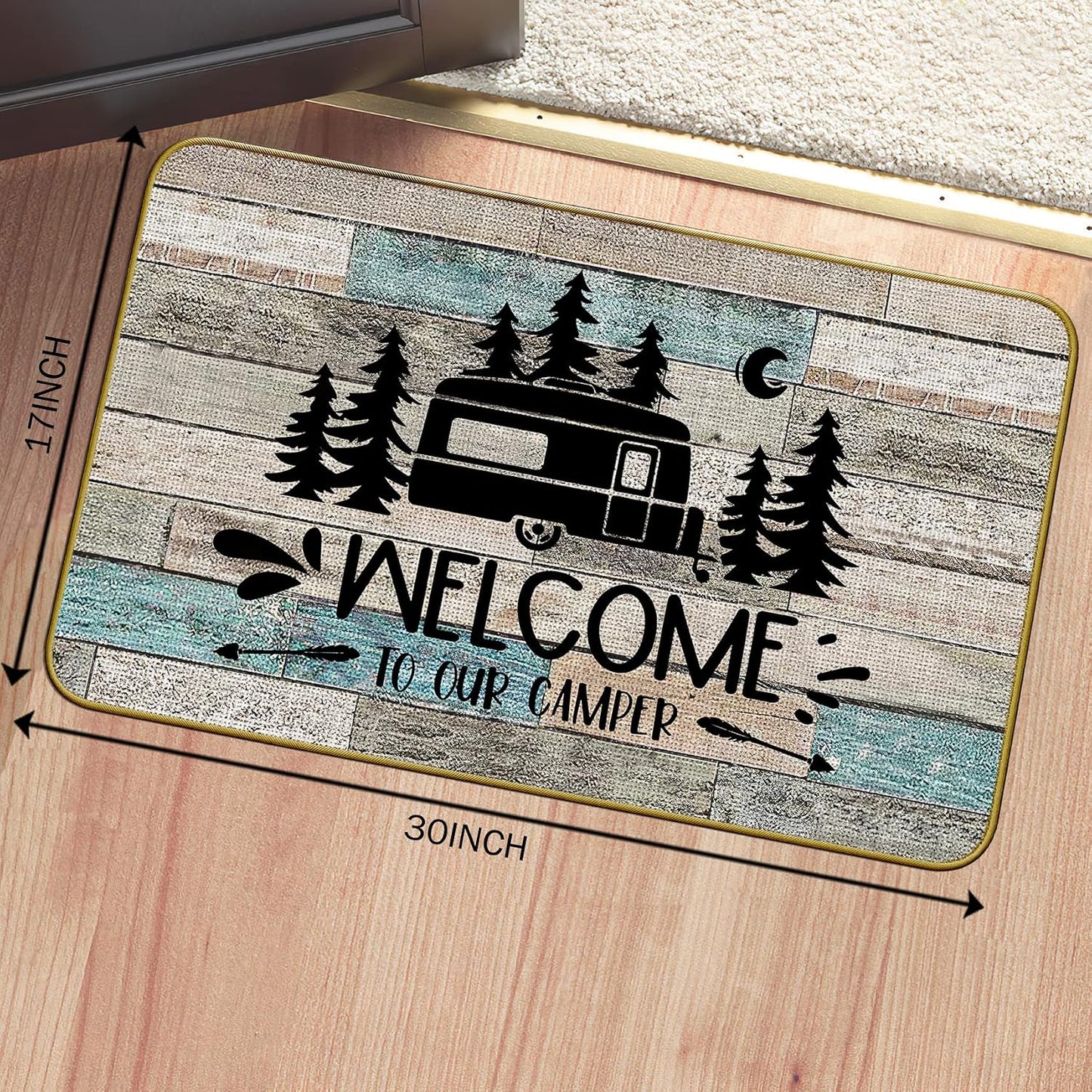 Tapete rústico Welcome to Our Camper 30x17"