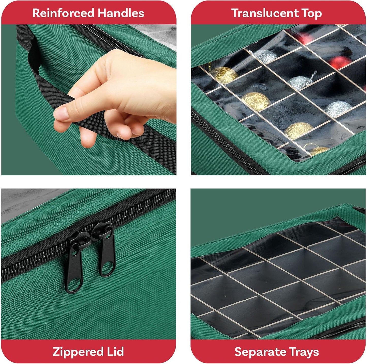 Caja almacenamiento 48 compartimentos con cremallera verde