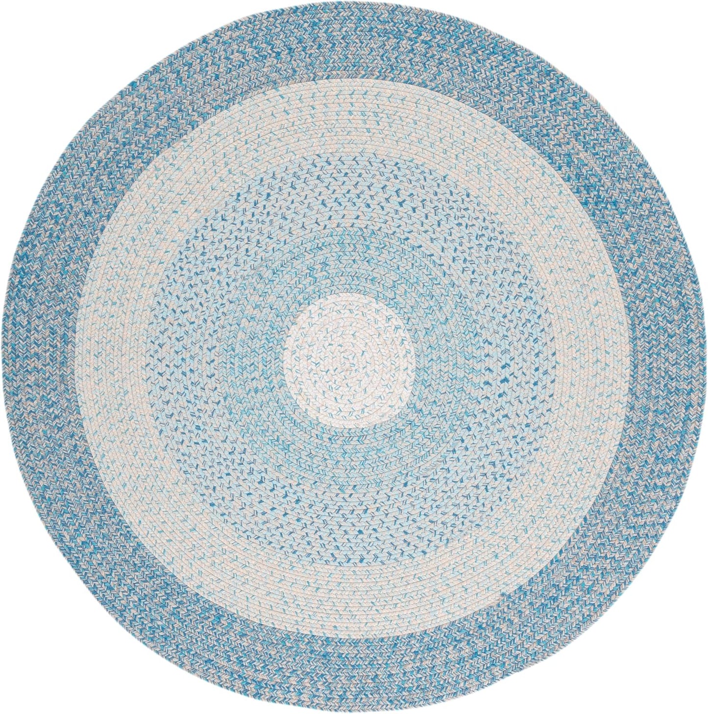 Alfombra redonda 5ft color azul y aguamarina lavable