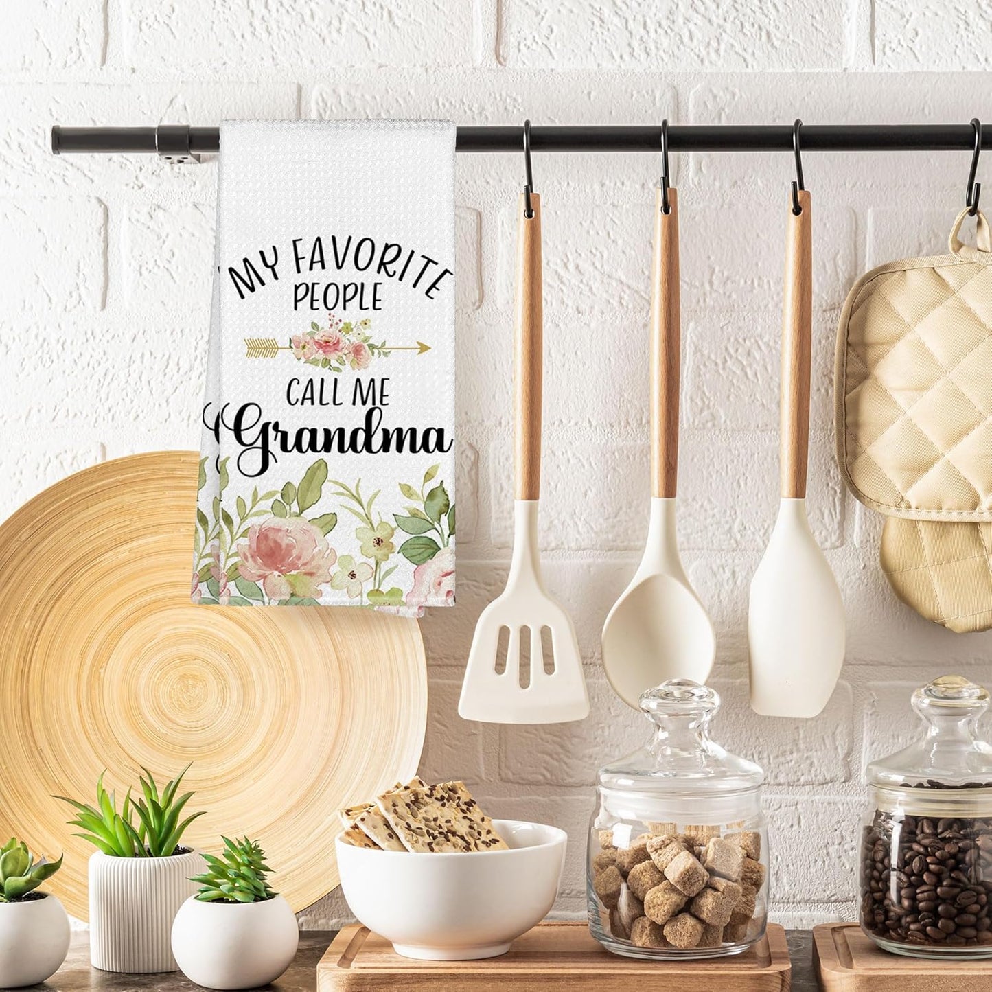 Toallas cocina florales regalo abuela 16x24