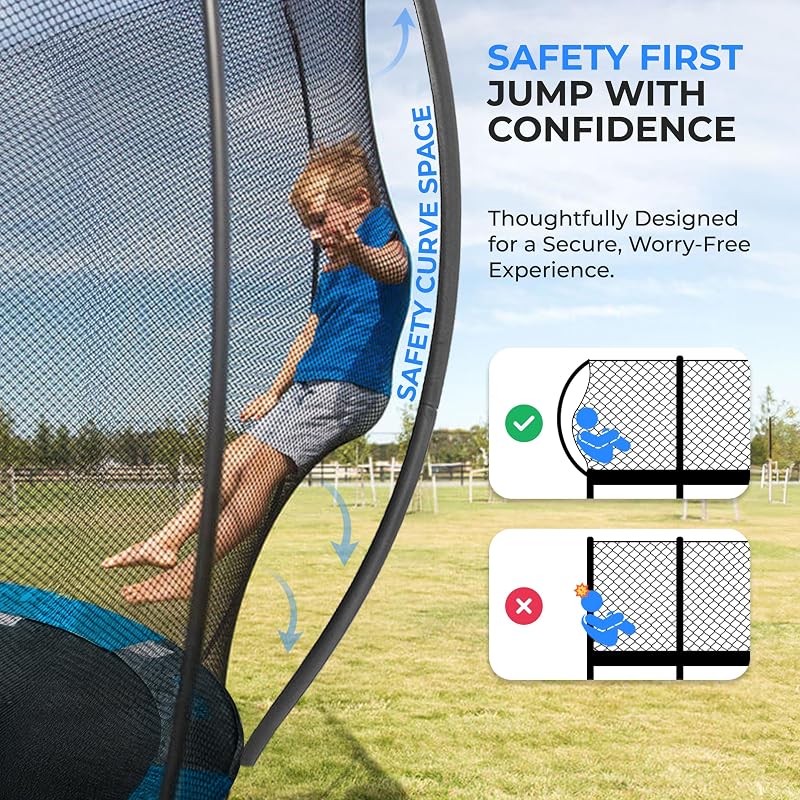 Trampolín exterior 8-14ft con red y revestimiento antióxido