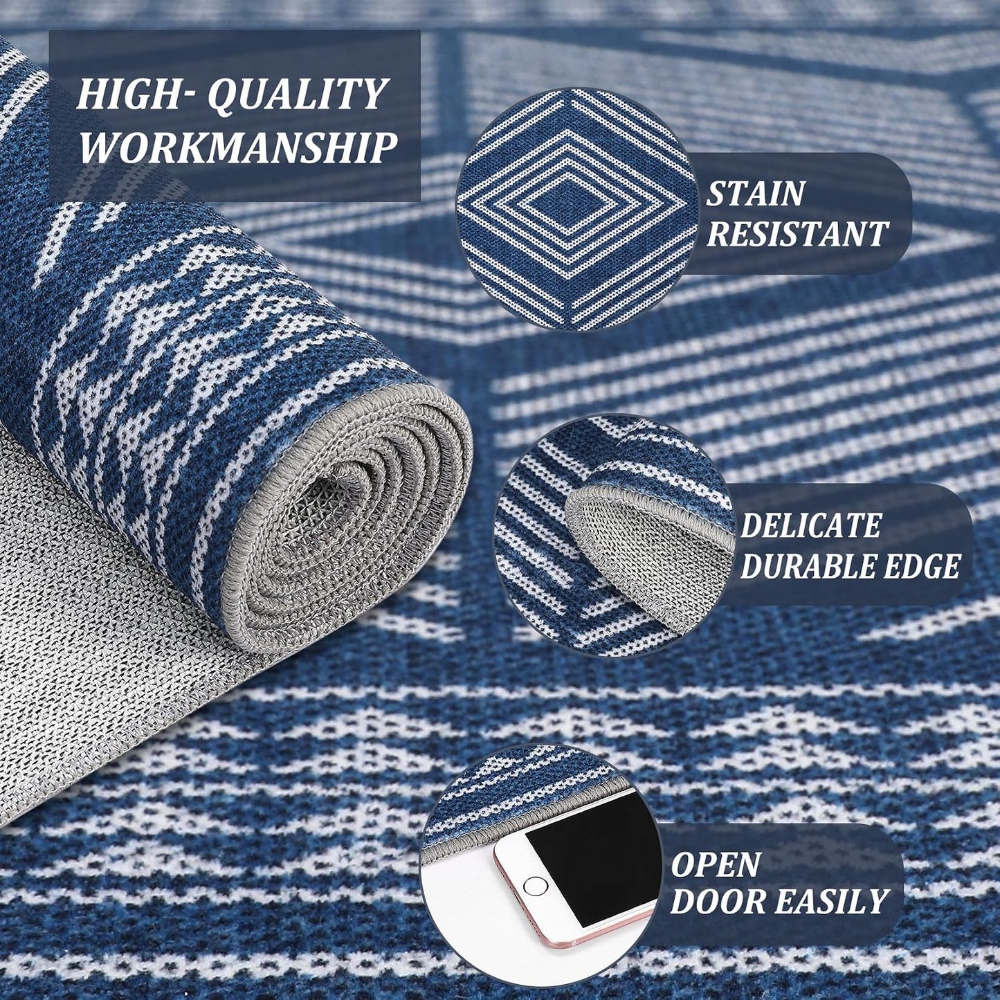 Alfombra lavable 10x13ft geométrica antiderrap