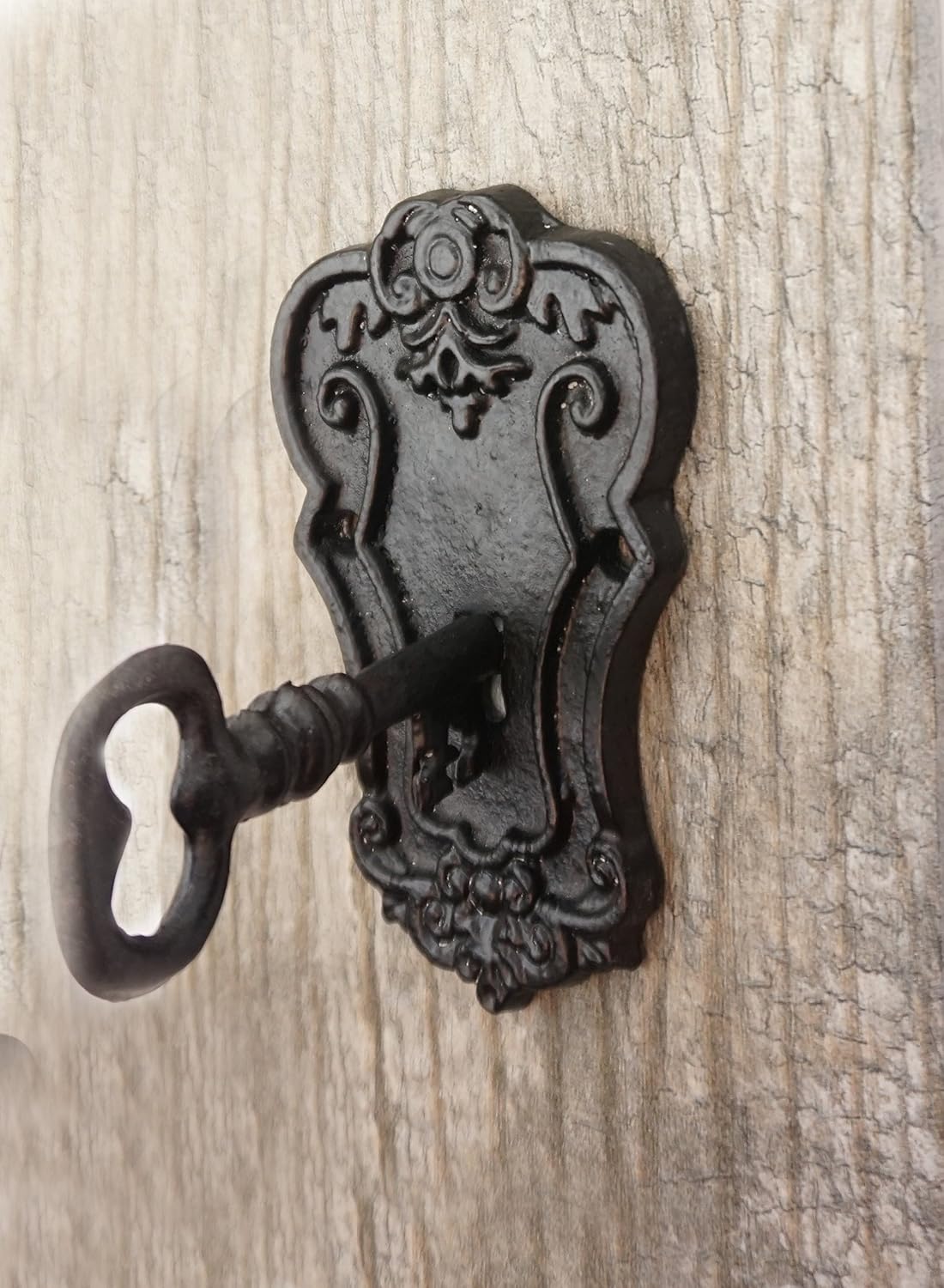 3 Ganchos Hierro Fundido Forma Llave Antigua Negro