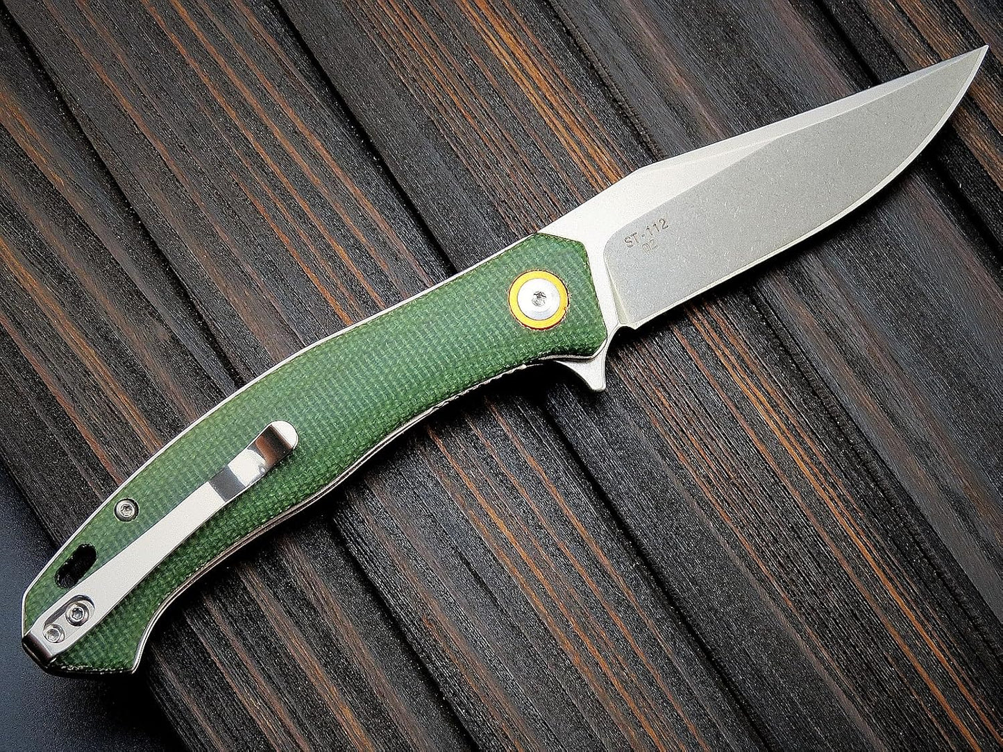 Cuchillo plegable D2 con mango Micarta EDC para acampar