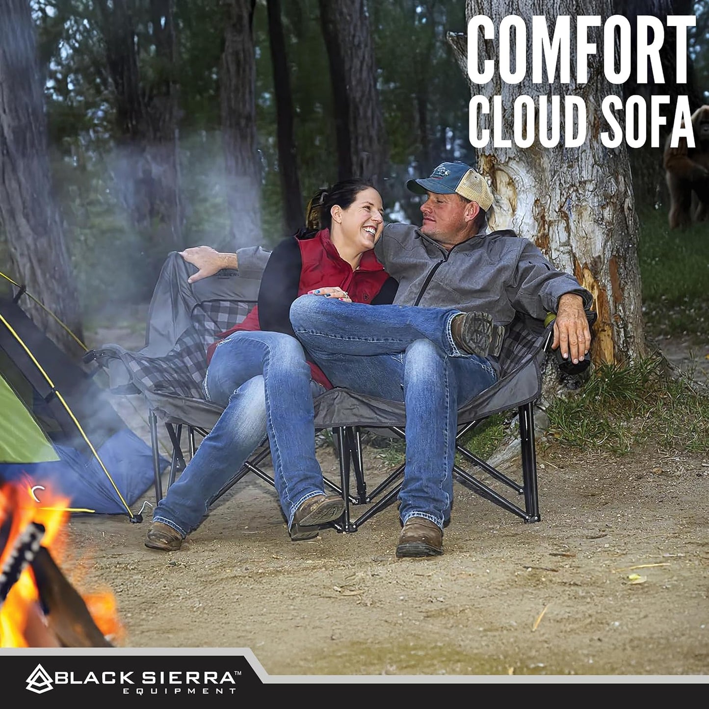 Silla doble camping Black Sierra plegable 600lb con