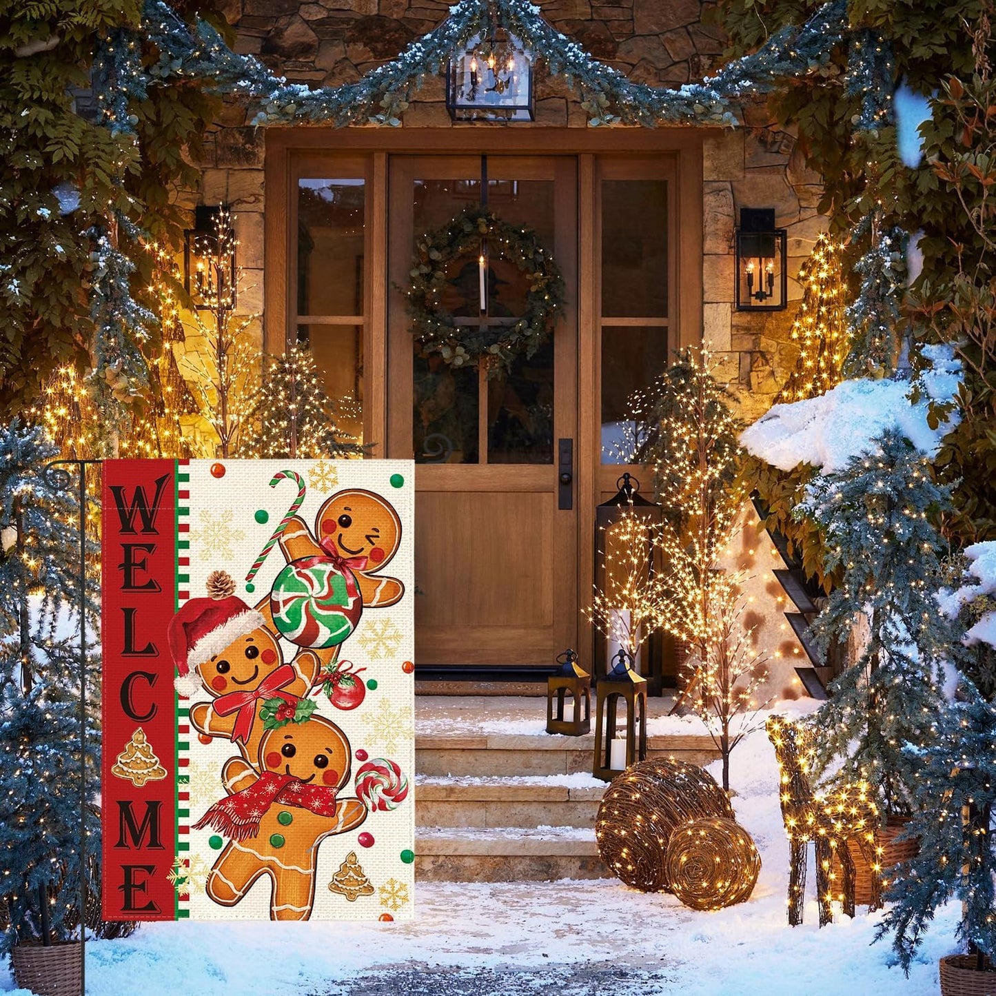 Bandera jengibre navidad 12x18pulg doble cara patio