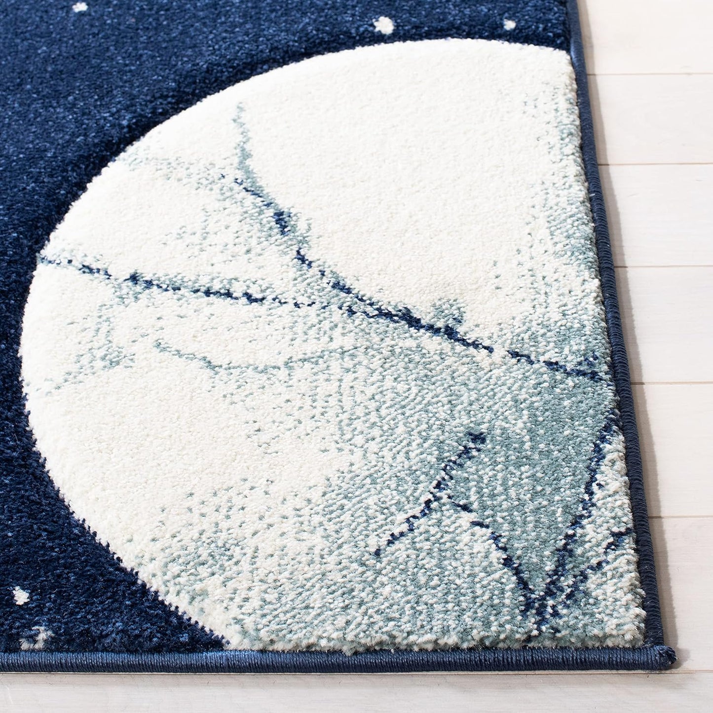Alfombra decorativa para niños 2x3ft azul marino y marfil