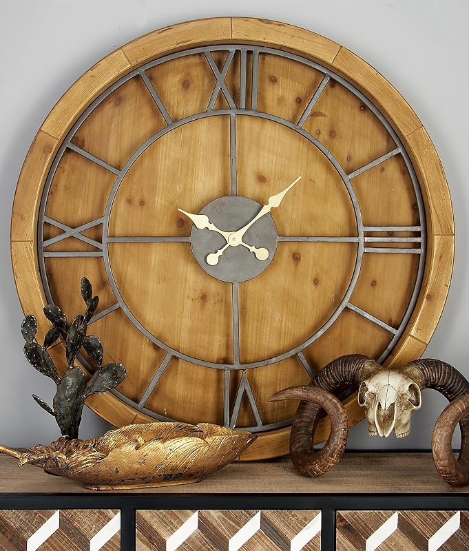 Reloj pared madera decorativo hogar 40x3x40pulg marrón