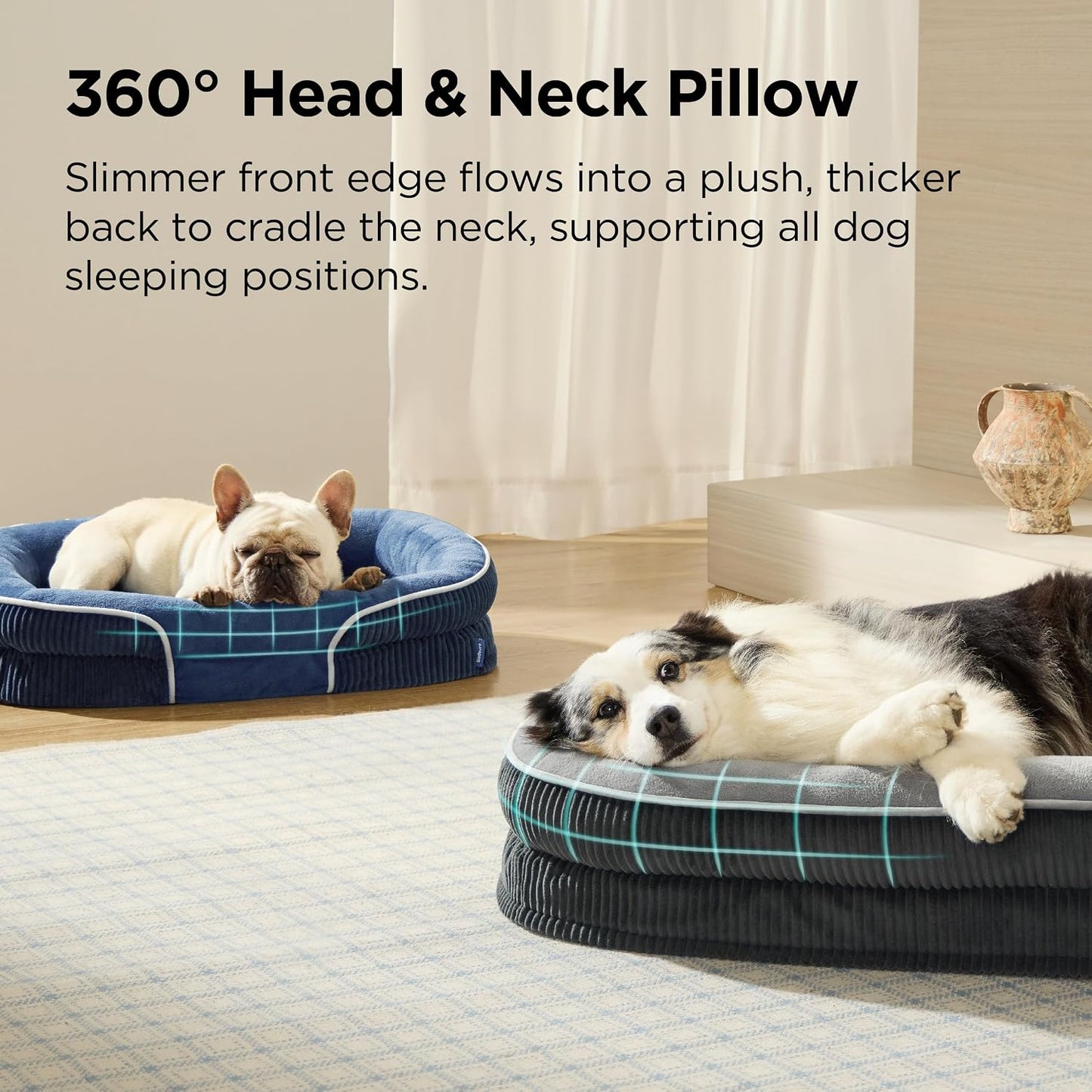 Cama perro ortopédica grande con cubierta impermeable suave grey