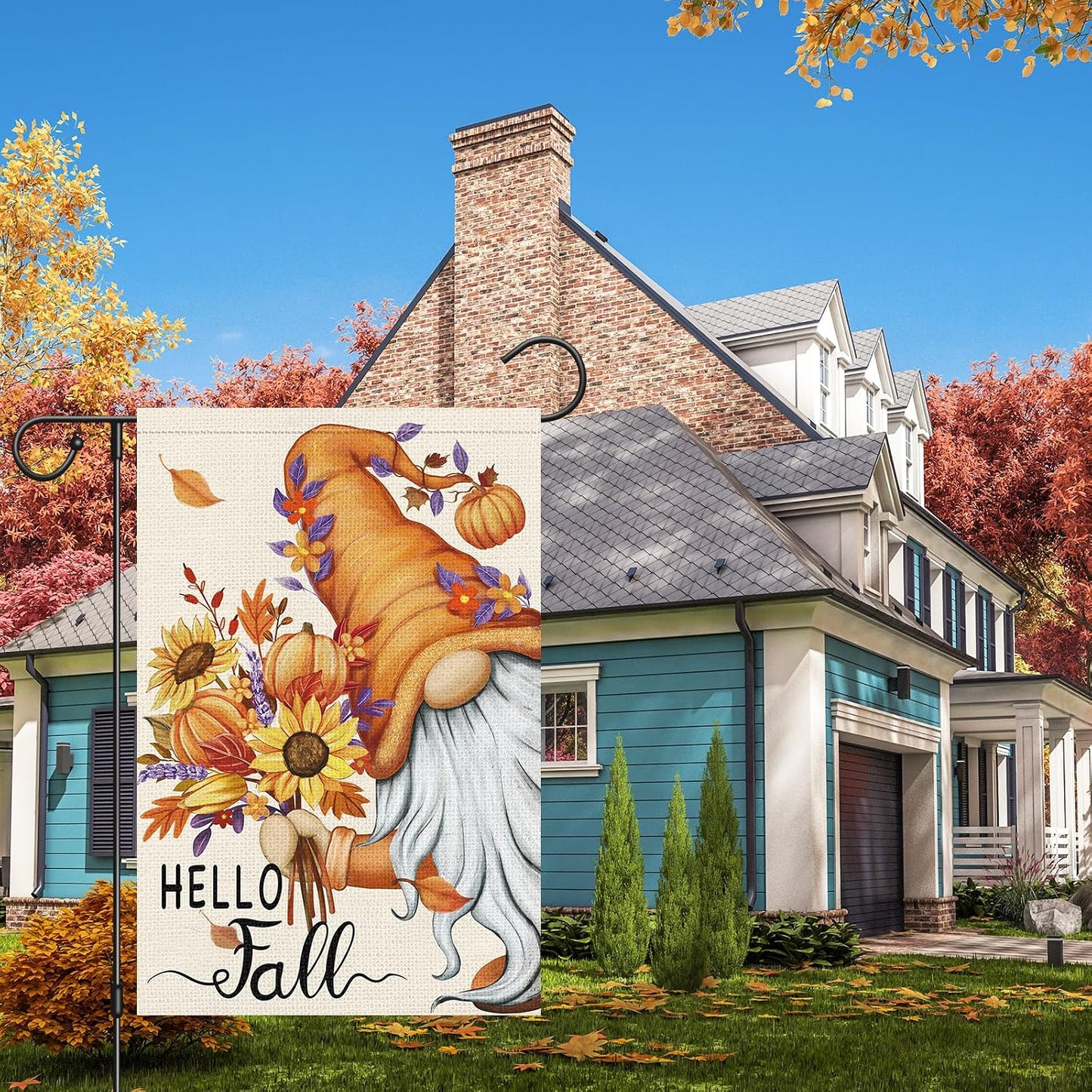 Bandera jardín Hello Fall 12x18pulg calabaza girasol