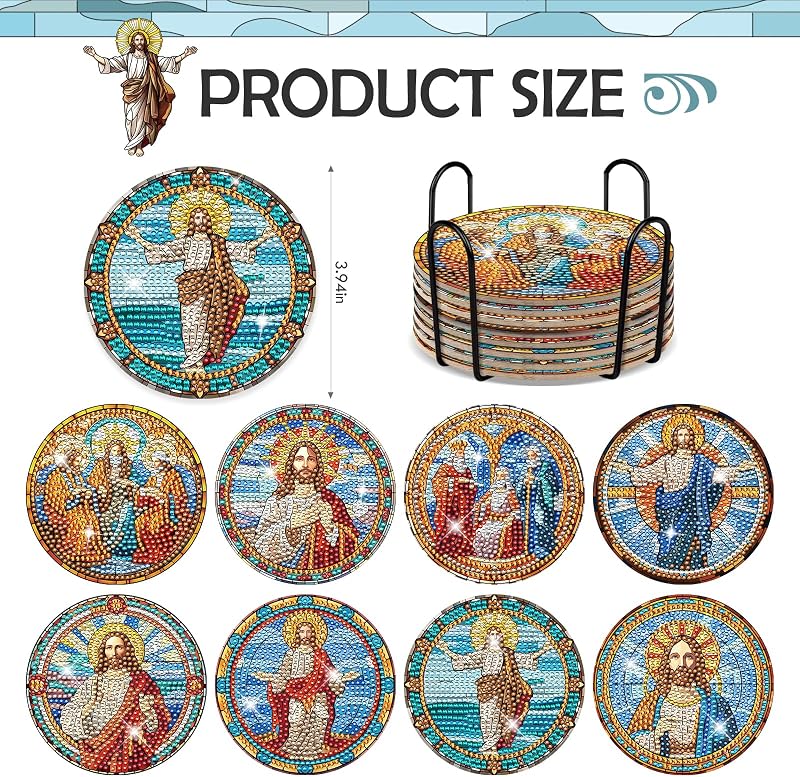 Posavasos cristiano diseño diamantes 8uds decoración