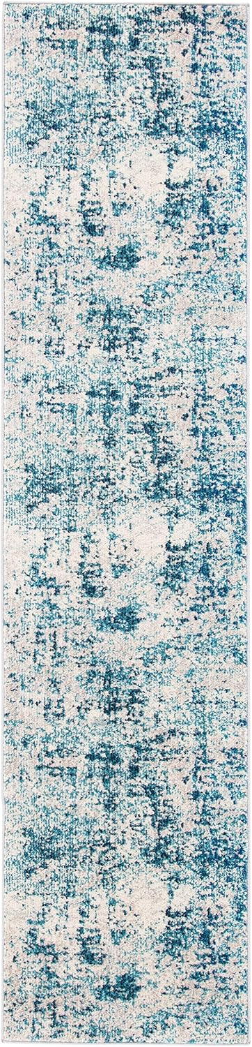 Alfombra pasillo 2ft2pulg x10ft marfil y turquesa no pelusa