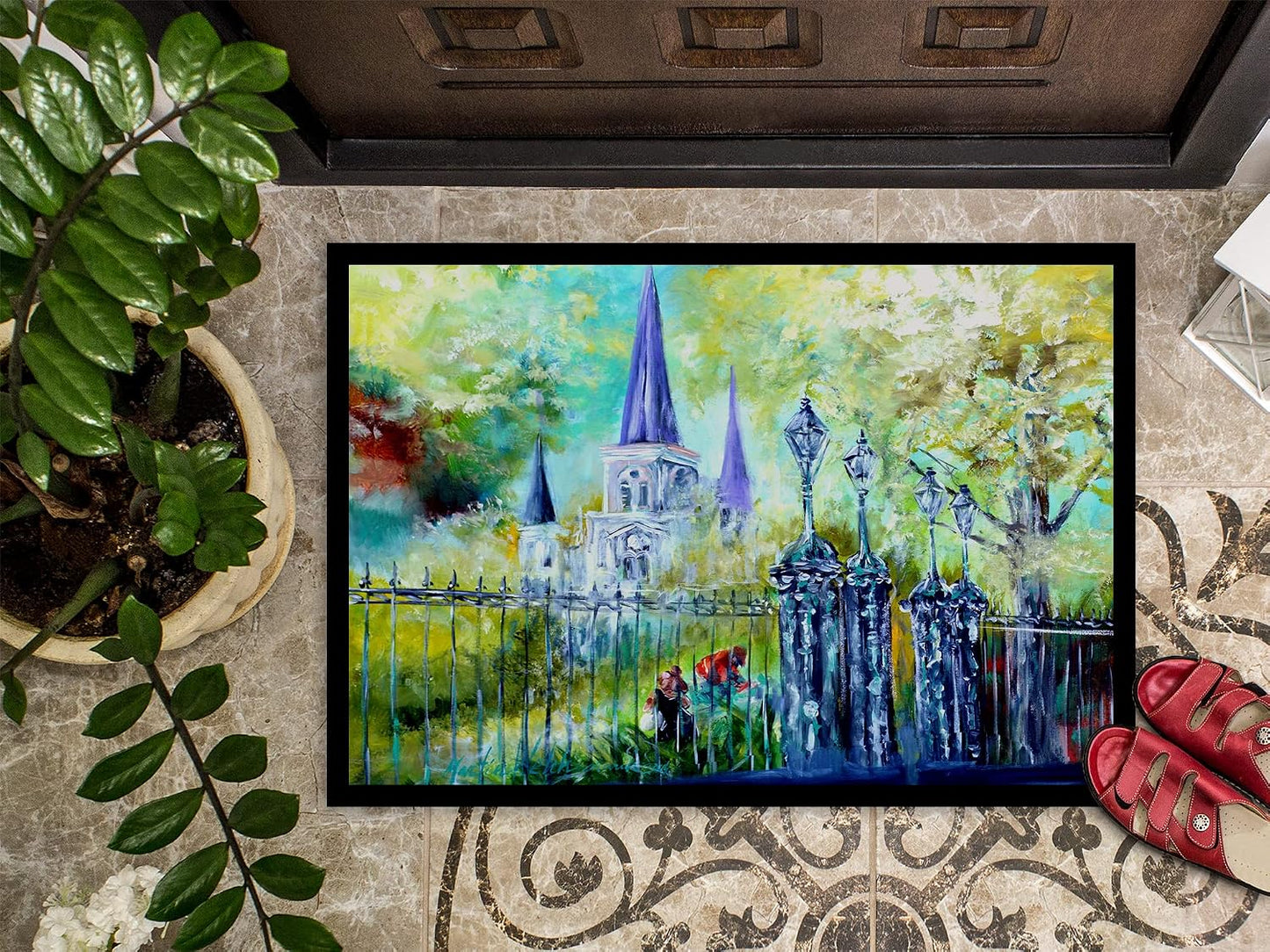 Tapete puerta 24x36" diseño catedral San Luis antiderrap
