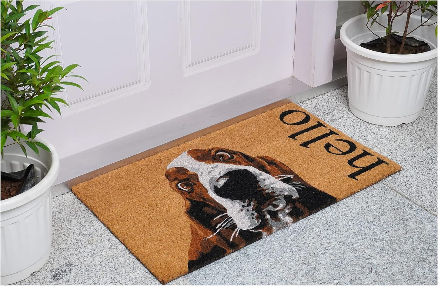 Felpudo Basset Hound marrón/blanco 17x29pulg
