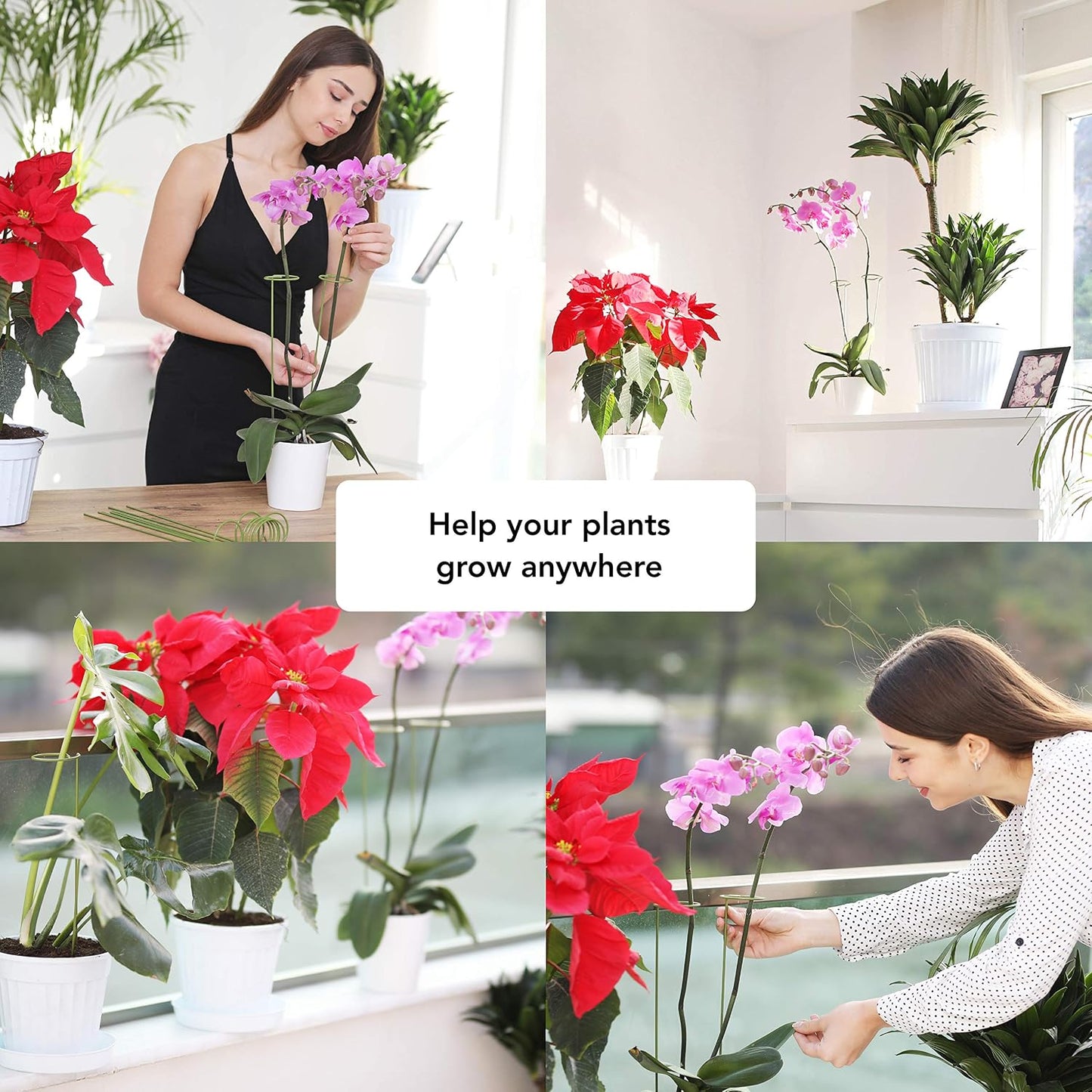 2 Estacas Verdes para Plantas y Flores Altas Jardín