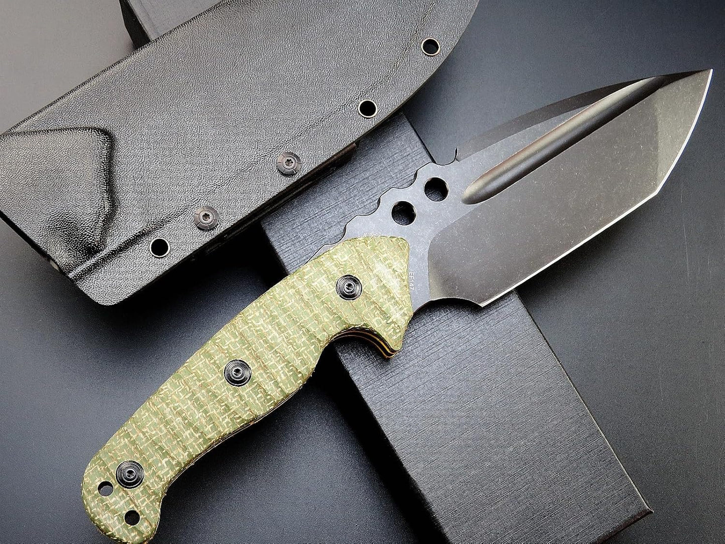 Cuchillo EDC Hoja Aus-10 Micarta Full Tang Recto