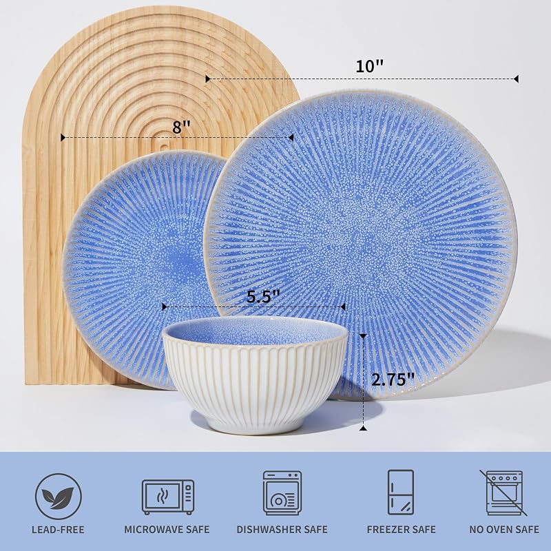 Set platos cuencos cerámica esmalte reactivo resistente