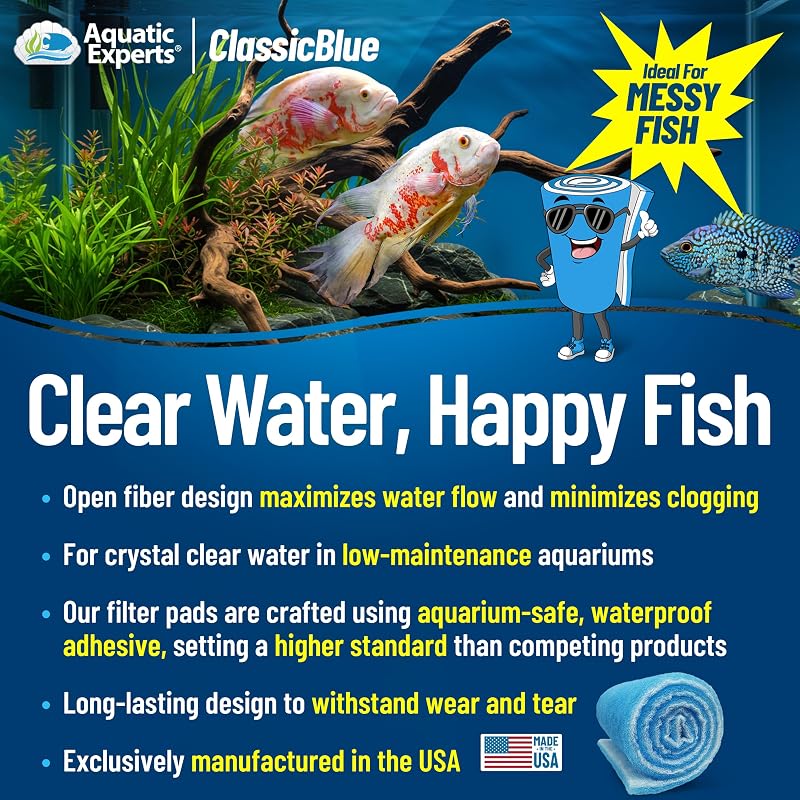 Almohadilla filtro acuario 12x72pulg azul y blanco se corta