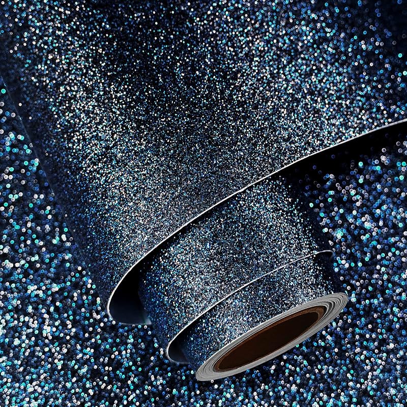 Papel tapiz 16x240" purpurina reflectante color azul marino