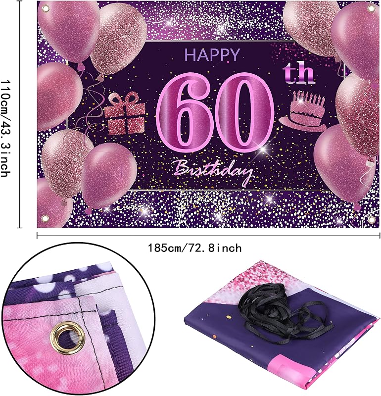 Decoraciones cumpleaños 60 para niñas pancarta rosas telón fondo