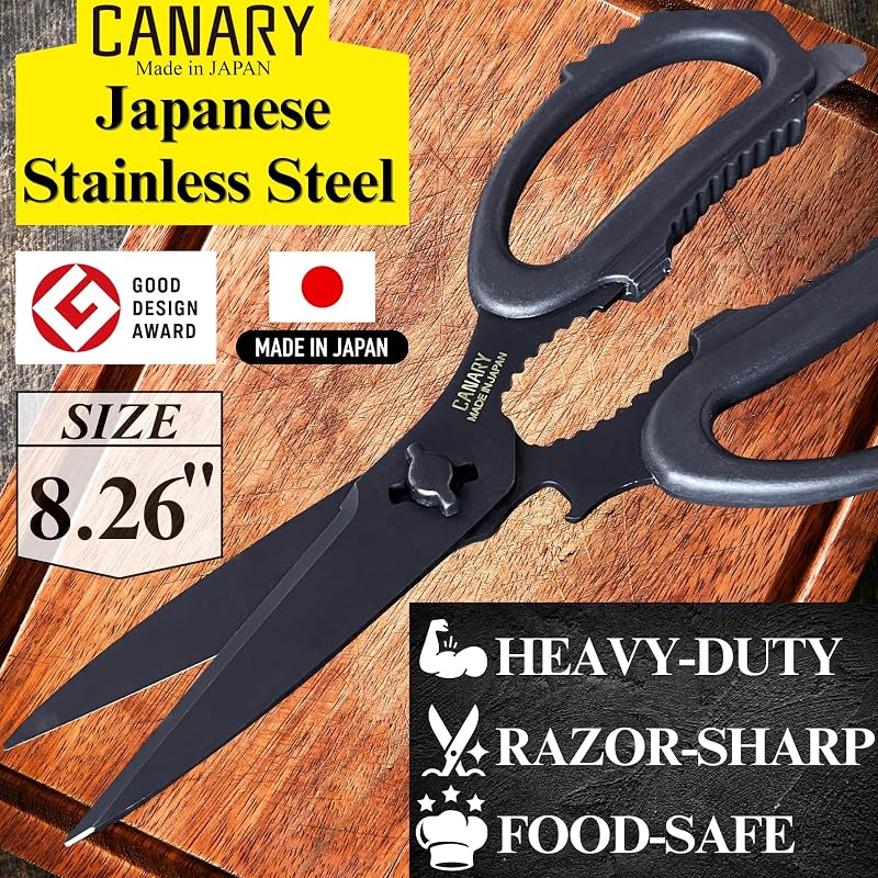 Tijeras cocina multiusos 8.2pulg negro mate Japón
