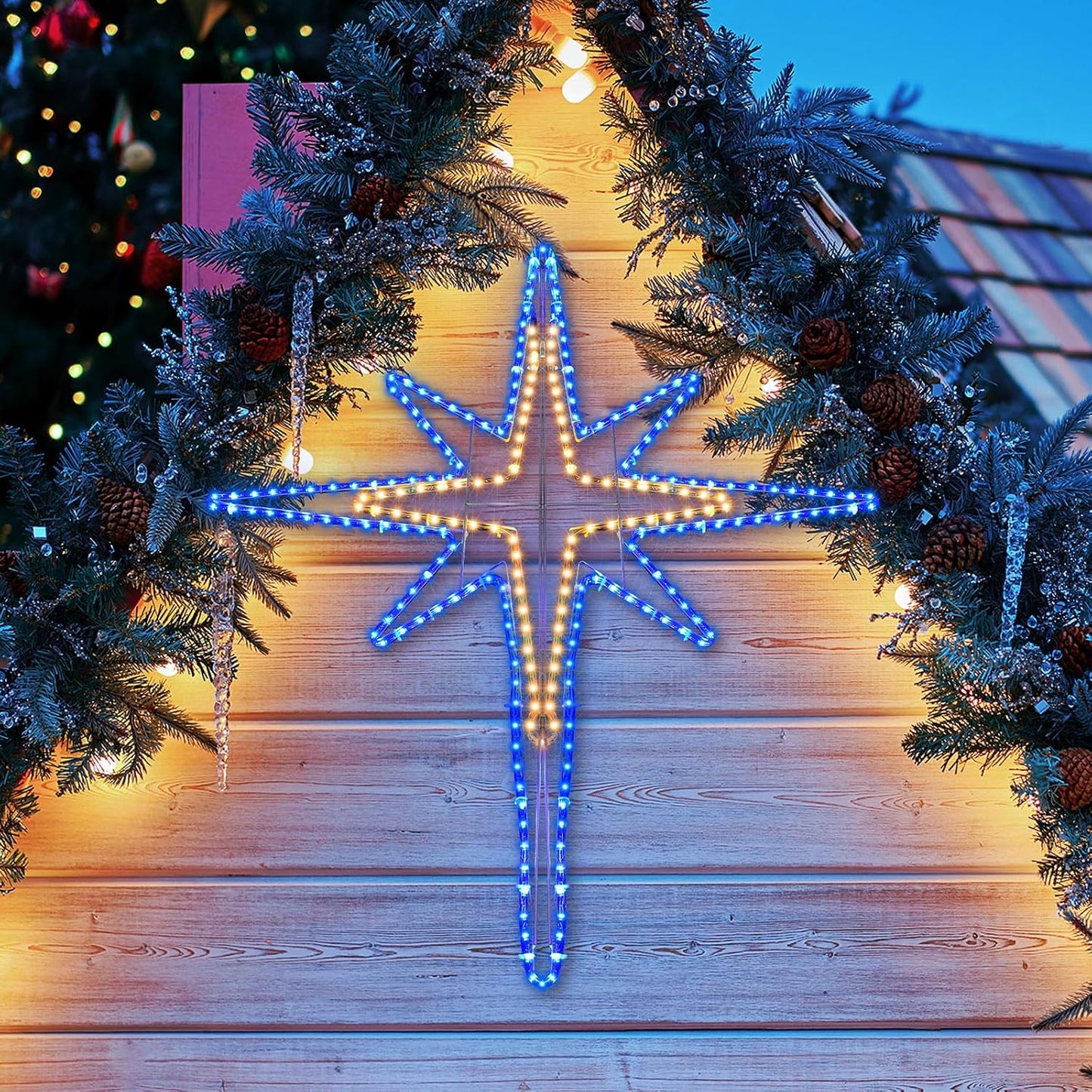 Estrella LED Navidad 43pulg luces colgantes puerta ventana