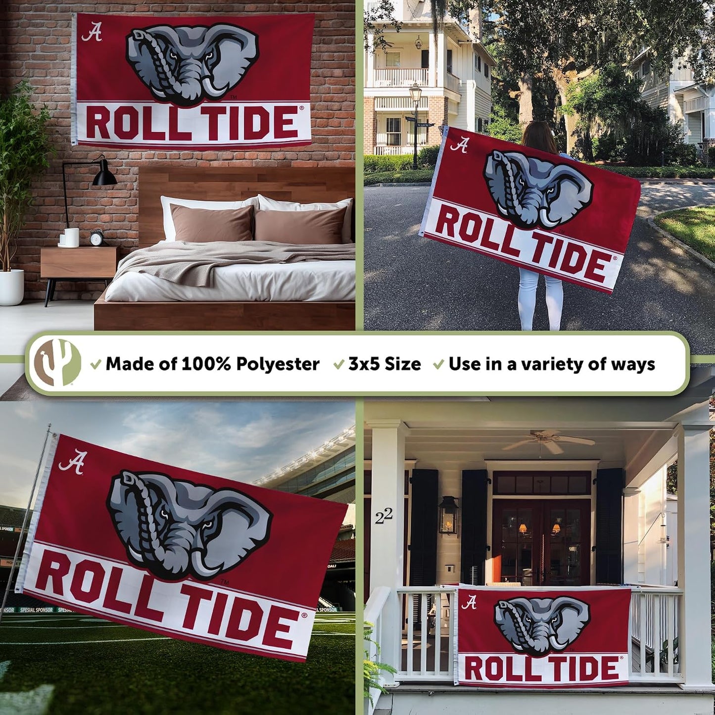Bandera UA Crimson Tide 3x5ft 100% poliéster