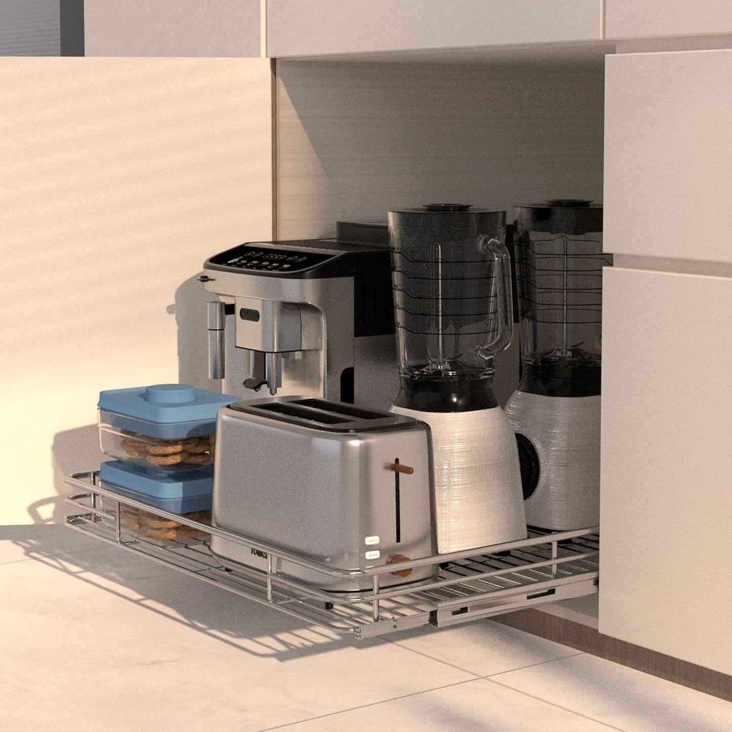 Organizador gabinete 24x21pulg estantes deslizables metal