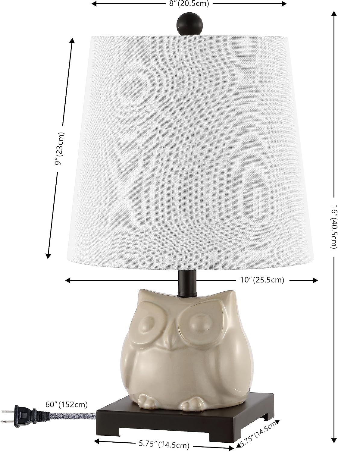 Lámpara mesa LED cerámica estilo cabaña 16pulg