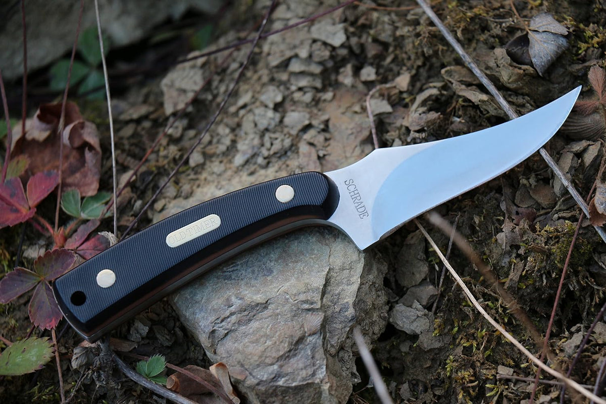 Cuchillo acero inox 7.1pulg hoja desolladora 3.3pulg mango negro
