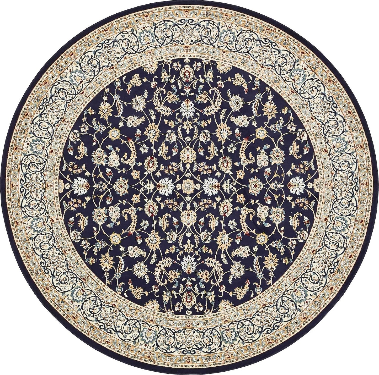 Alfombra área redonda 10ft azul marino/beige