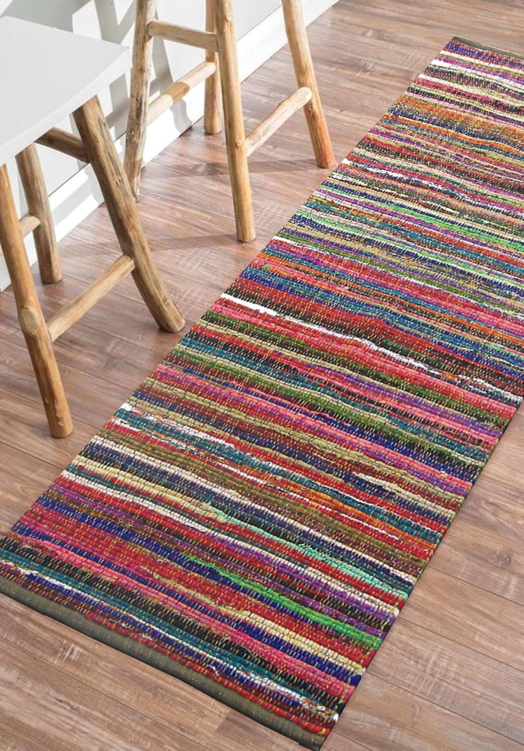 Alfombra pasillo 100% algodón reciclado 2x7ft multicolor
