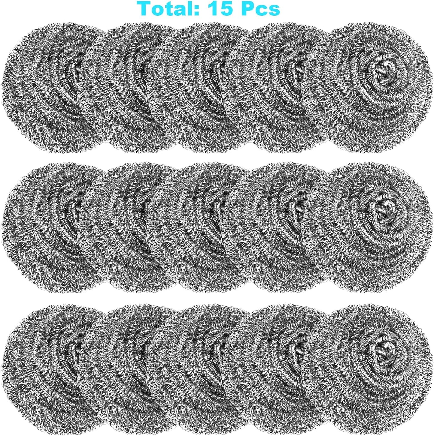 15 Pack Estropajos Acero Inox para Lavado Pesado