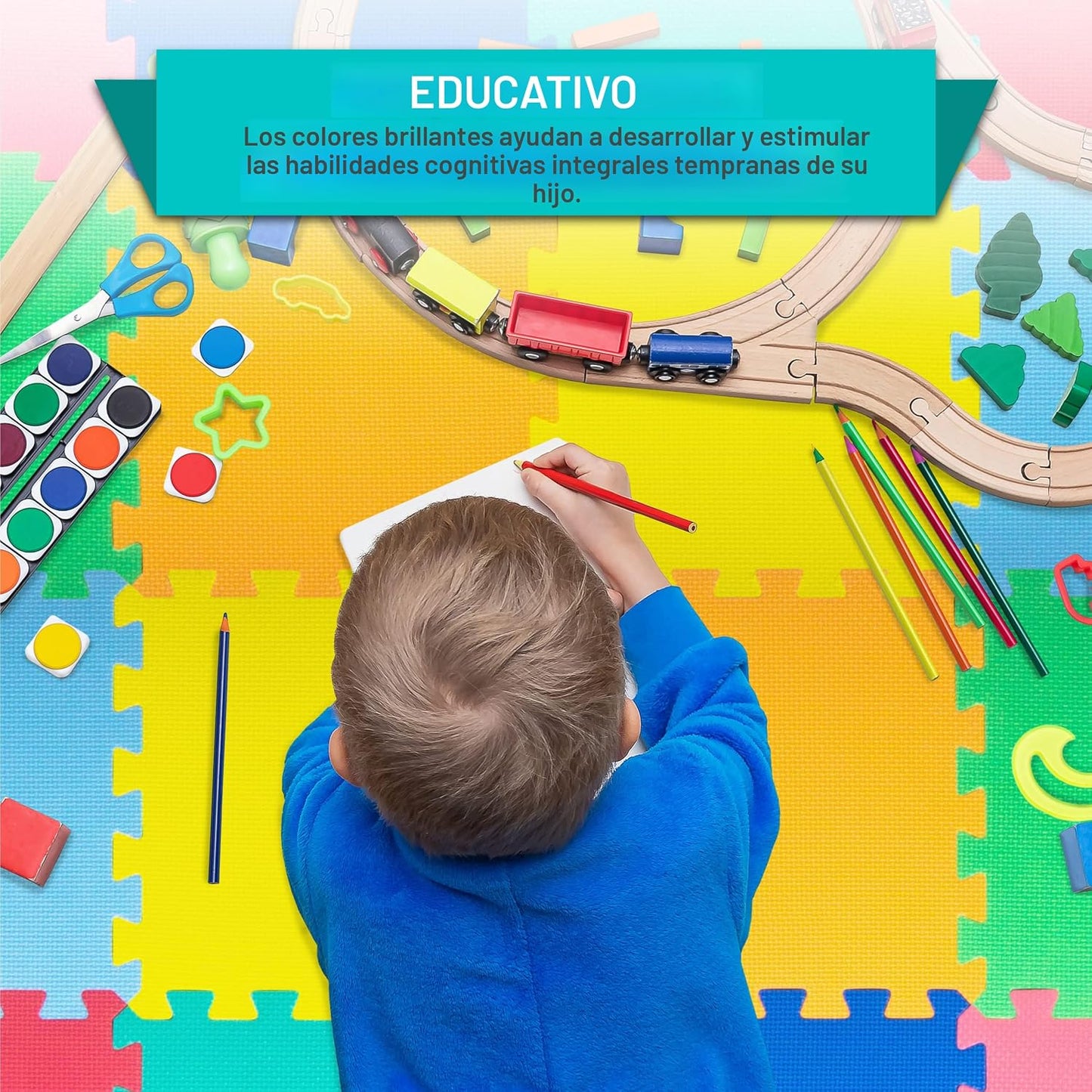 Tapete rompecabezas foam niños colores sólidos