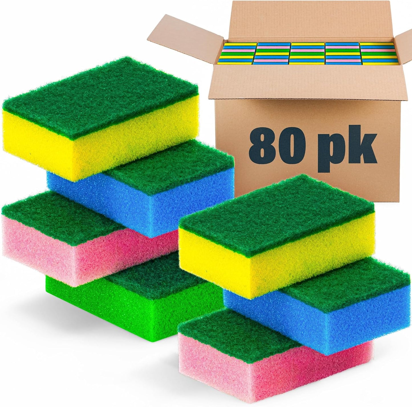80 Esponjas de cocina resistentes para hogar baño y auto multicolor