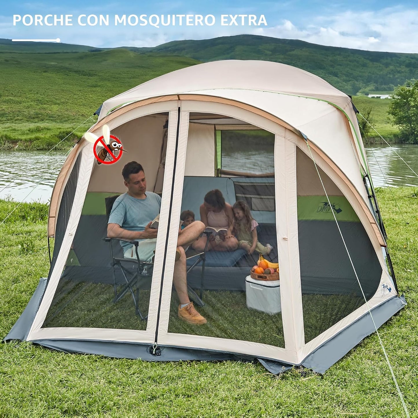 Carpa camping 6/8/10 personas porche mosquitero
